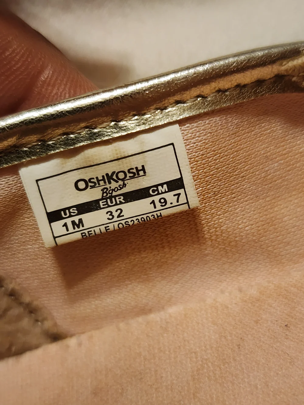 girls Oshkosh Metallic Gold Slip-On Espadrille Shoes size 1